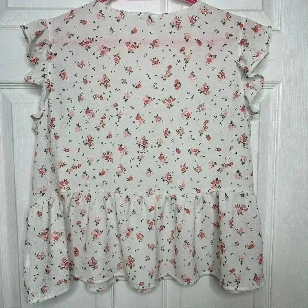 Ardene  Peplum Top White/Pink/Red Floral Size Large - Picture 12 of 16